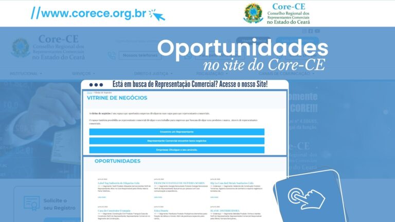 Site do Core-CE disponibiliza opção de divulgação de vagas para representantes comerciais