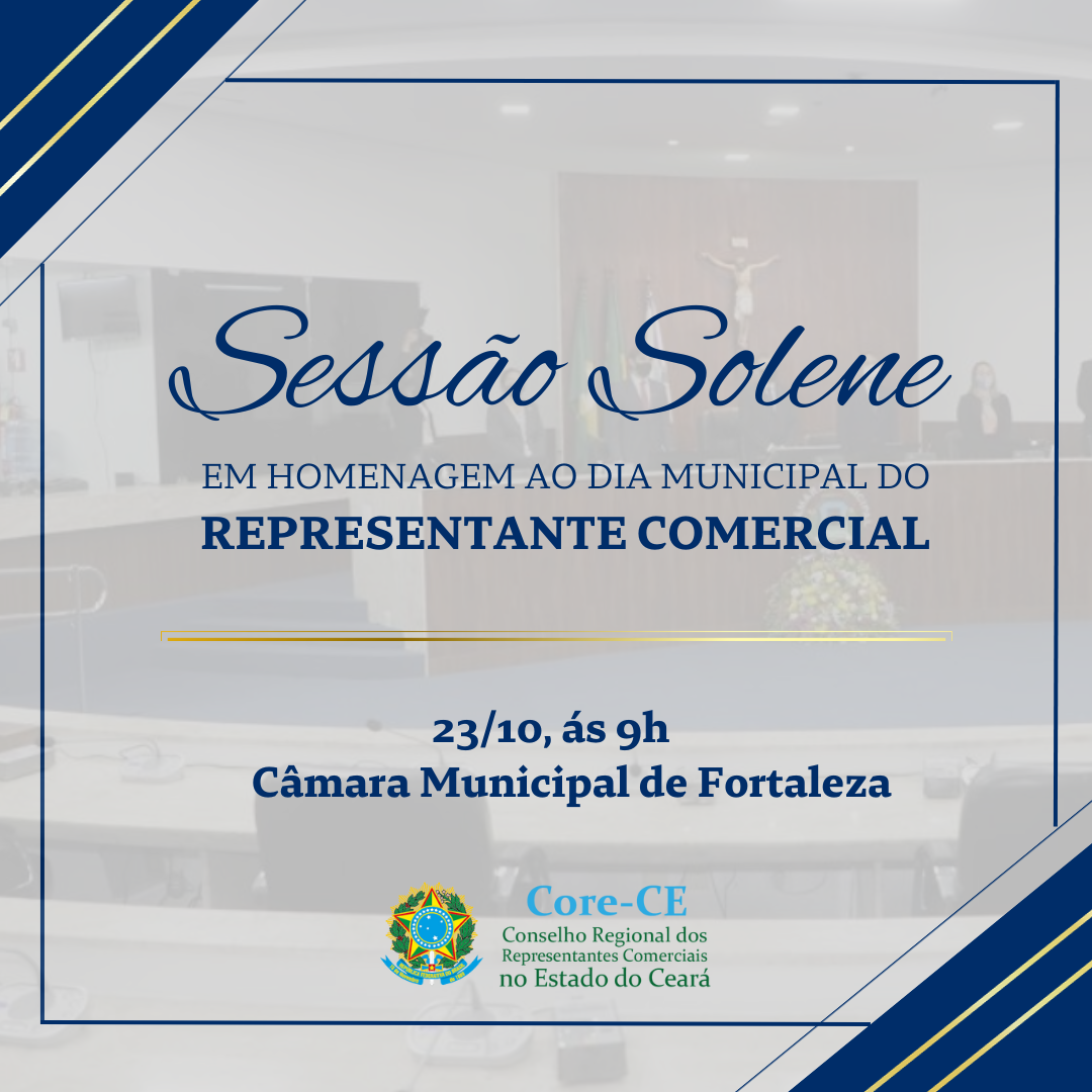 Dia Municipal do Representante Comercial será comemorado em Sessão Solene na Câmara Municipal de Fortaleza