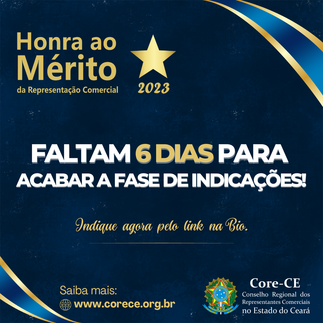 Honra ao Mérito: Core-CE anuncia que a fase de indicação encerra no próximo dia 15