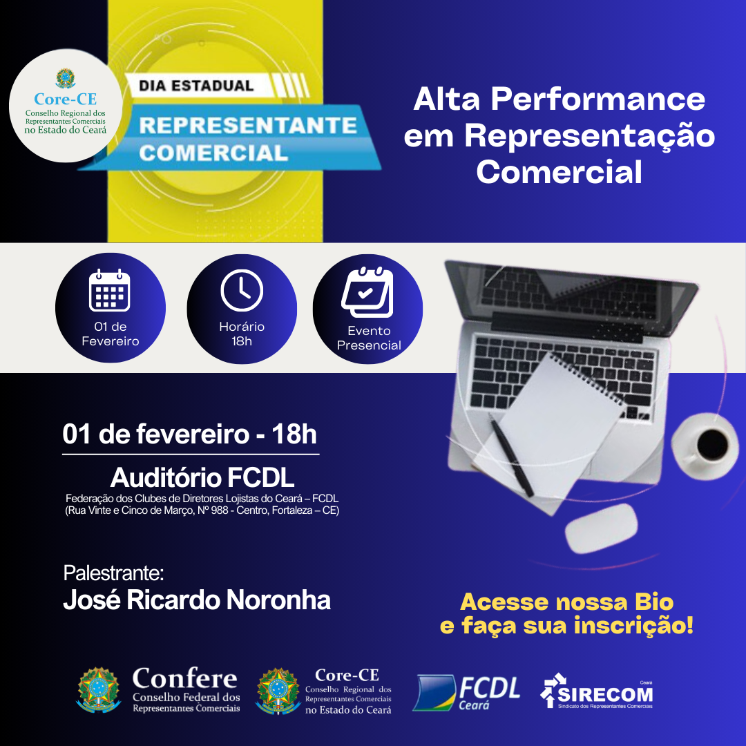 Confere e Core-CE celebram Dia Estadual do Representante Comercial com palestra de Alta Performance